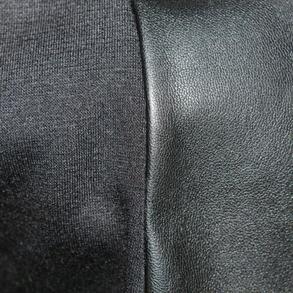 Worthington Sz PS Black Vegan Leather Front Knit Back PU Poly Spandex Top - Picture 6 of 6